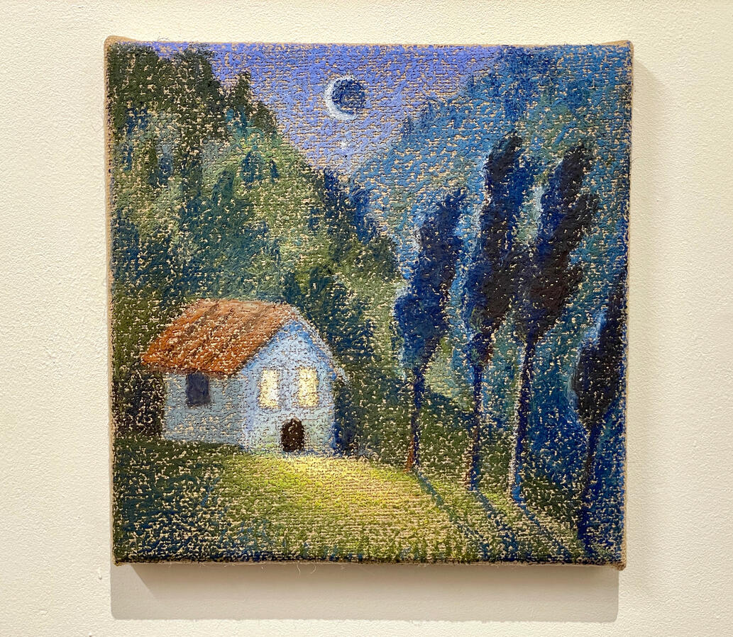 Nochecita, 2025, 10x10 inches, pastel on burlap